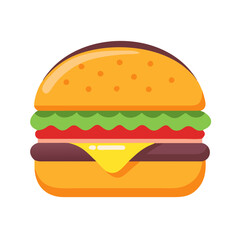 Colorful Flat Design Burger Illustration on Black Background