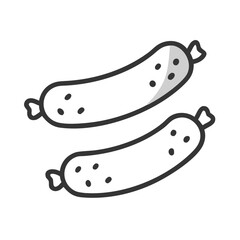 Sausage vector graphic, two outlined links on black