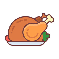 Roasted Turkey on Plate for Thanksgiving or Christmas