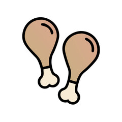 Chicken Drumsticks Illustration on Black Background, Meat Icon