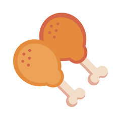 Two Fried Chicken Drumsticks Cartoon Icon on Black