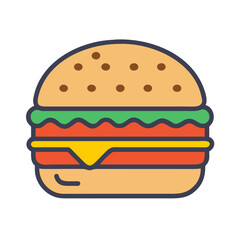 Vibrant and Bold Cartoon Hamburger Vector Illustration