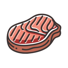 Grilled steak cartoon on a black background vector