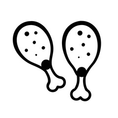 Fototapeta premium Two Chicken Drumsticks Outline Icon on Black Background