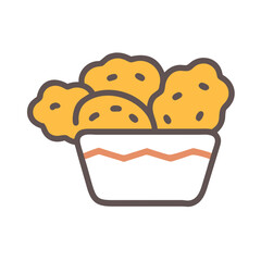 Bowl of Popcorn Vector Illustration on Black Background