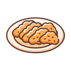 Cartoon Illustration: Chicken Nuggets on a Plate Isolated