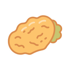 Crispy chicken nugget vector illustration on black background