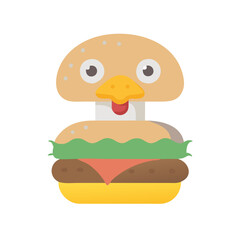 Cute Burger Animal Illustration, Fast Food Vector Design