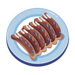 Delicious chocolate snack cake slices on a blue plate