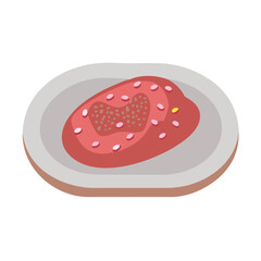 Cartoon meatloaf on plate with black background art