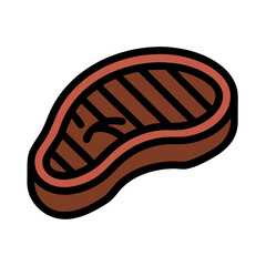 Grilled steak vector icon isolated on black background