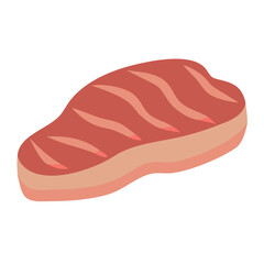 Grilled Steak Illustration on Black Background - Food Icon