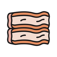 Cartoon Bacon Strips Illustration on Black Background