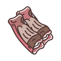 Stylized Meat Ribs Illustration on a Black Background