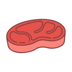 Cartoon steak isolated on black background, food illustration