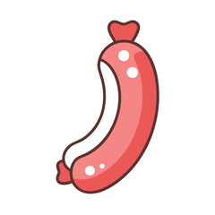 Cute Cartoon Sausage Illustration on a Black Background