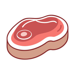 Cartoon Illustration of a Steak Cut on Black