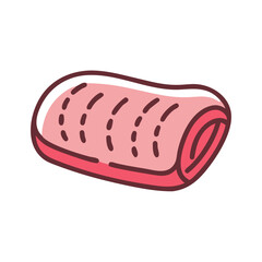 Doodle Style Raw Beef Cut Meat Illustration Vector