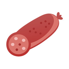 Cartoon Salami Sausage Isolated on Black Background Icon