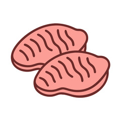 Raw meat steak illustration on black, for healthy diet