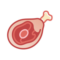 Cartoon Meat Leg Illustration on Black Background