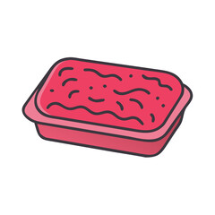 Icon of Ground Beef in Tray on Black