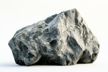 Large dark rock on white background texture and form. AI generative