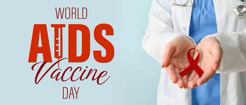 Female doctor with Parkinson's awareness ribbon on light background, closeup