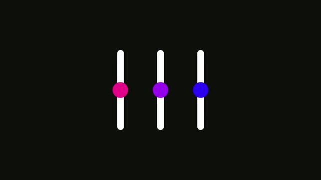 Animated Kebab Menu or More Options Icon on black background. Icon with vertical lines and moving circles. Loop animation