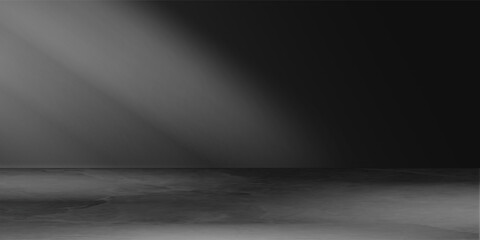 Limbo black background. Abstract dark gradient backdrop. Color wall of studio, room, stand for product display or photo. Modern banner with empty place for advertising text. Vector illustration.