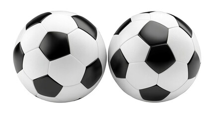 3D Rendered Soccer Balls Isolated on Transparent Background Realistic Illustration