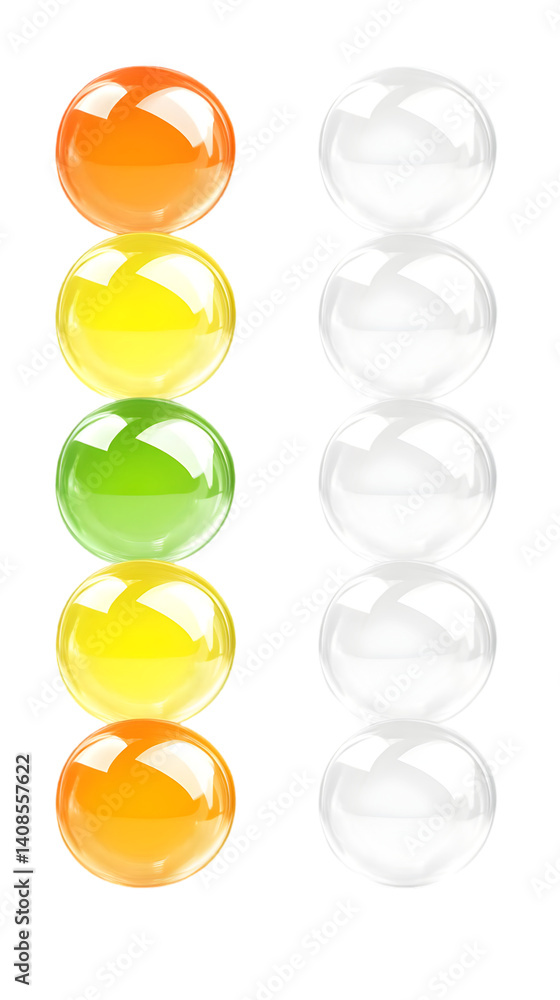 Poster abstract 3d render of shiny colorful spheres isolated on transparent background