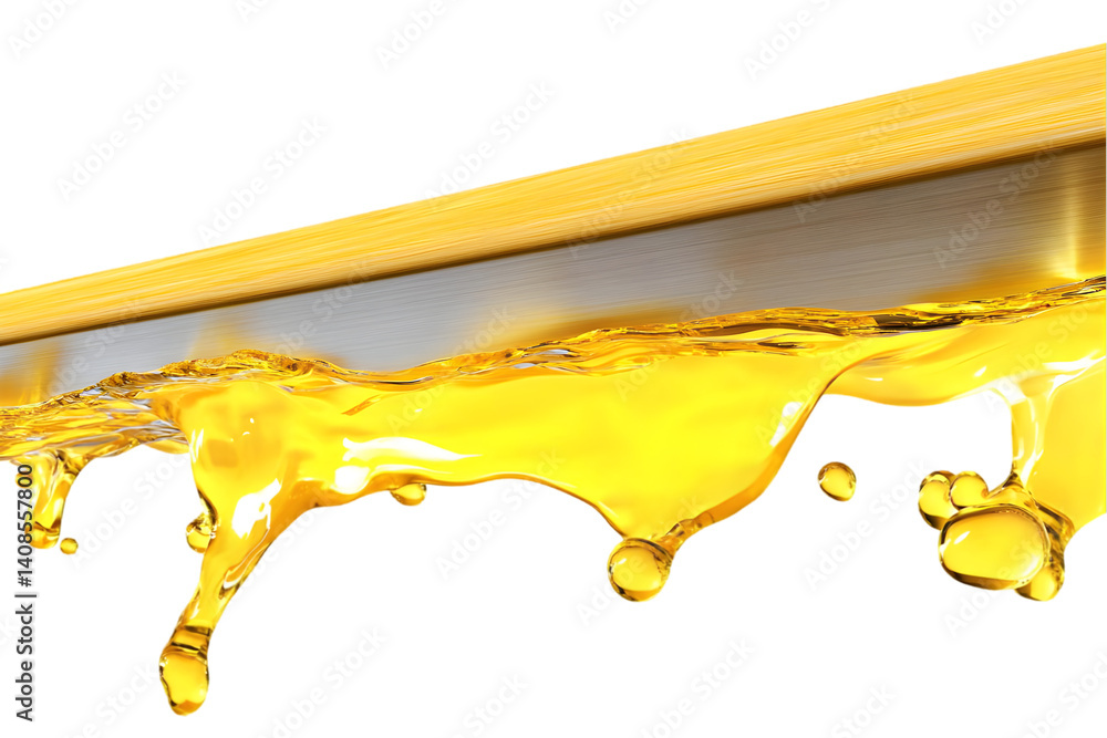 Poster abstract 3d rendering of flowing yellow liquid splash on transparent background