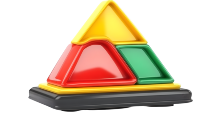 Abstract 3D Triangle Arrangement In Vibrant Colors On Transparent Background