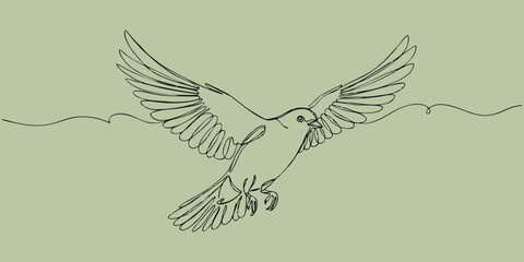 Obraz premium Vector illustration of a bird line art of a bird in mid-flight wall art