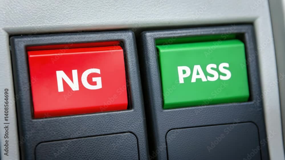 Poster control panel with red and green indicator switches understanding electronic repair process when ng 