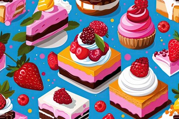 Colorful Designs for Sweet Treats and Desserts Ideal for Bakery Gift Wrapping and Celebrations
