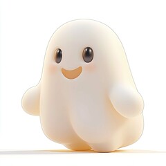 Adorable 3D Render of a Cute Smiling Ghost for Halloween
