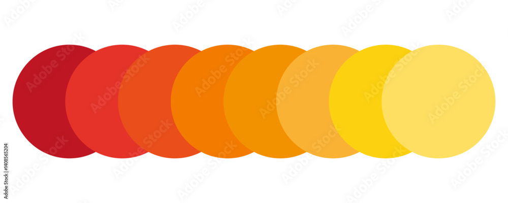 Poster color palette circles. gradient tone sequence. warm shade illustration. vector spectrum icon.
