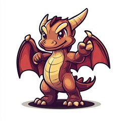 Fototapeta premium Adorable Baby Dragon: Mythical Creature Cartoon Illustration