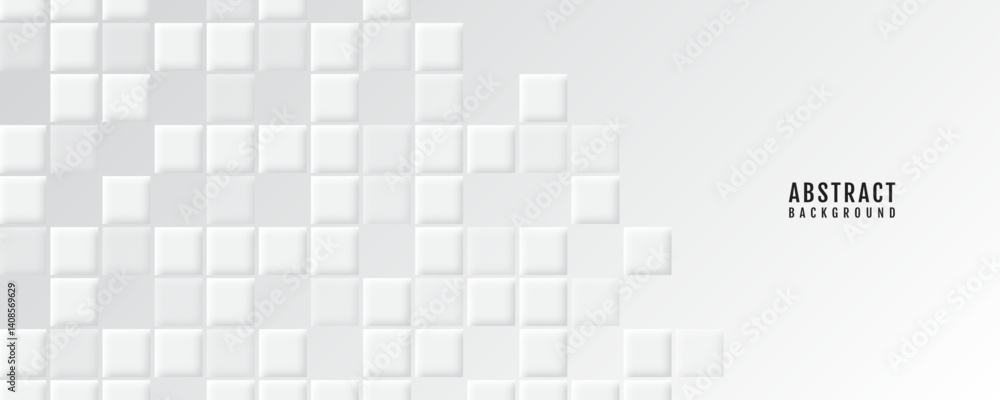 Aufkleber white grey geometric abstract background overlap layer on bright space with squares decoration. mode