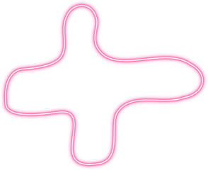 Bubbly organic shape with a cross-like design and smooth curves, outlined with glowing pink neon.