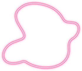 Morphing organic shape with drop-like pattern and glowing pink outline.