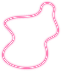 Organic shape with a curved tip, highlighted by a glowing pink outline.