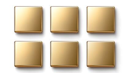 Metallic square buttons in gold color with soft gradients displayed