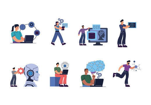 Colorful Digital Intelligence Technology Illustration Design Set