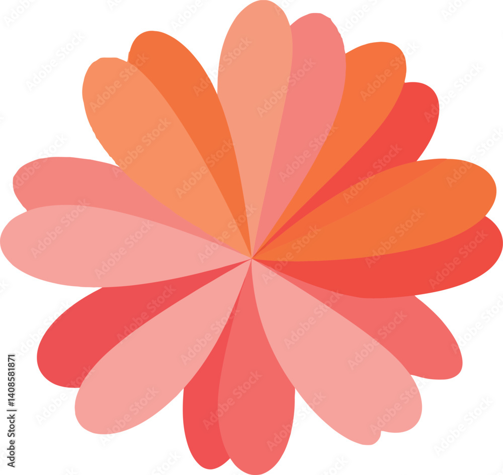 Poster colorful flower shape with overlapping petals in a flat design style vector art