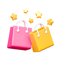 Shopping bag icon 3d illustration background