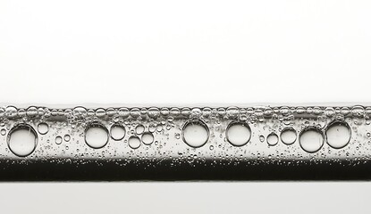 Close-Up of Rising Bubbles in Clear Liquid Against White Background
