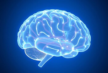 3D Illustration of Brain Blood Vessels. Generative Ai